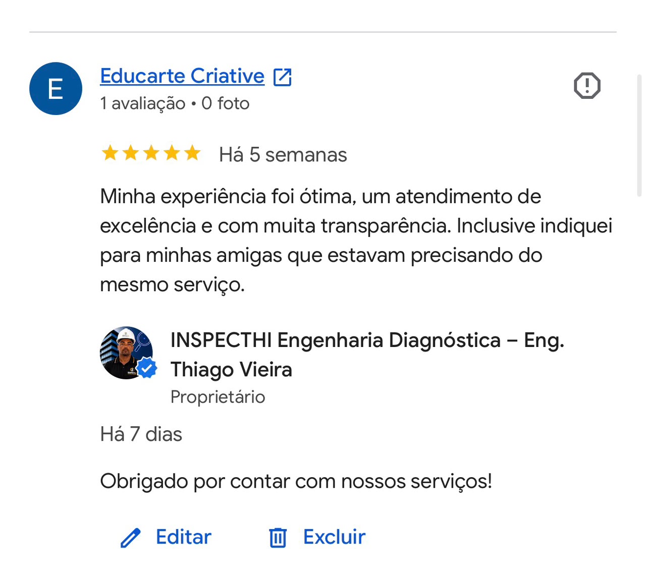 Depoimento de cliente